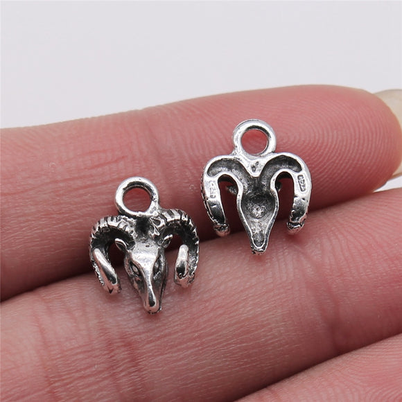 WYSIWYG 20pcs Jewelry Making Diy Handmade Craft Charms Antique Silver Color 11x14mm Goat Head Pendant