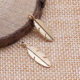 WYSIWYG 20pcs KC Gold Color Tone 20x6mm Feather Charms Pendant For Jewelry Making DIY Jewelry Findings
