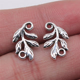 WYSIWYG 20pcs Leaf Connector Charms Diy Alloy Jewelry Findings Antique Silver Color 10x15mm