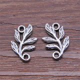 WYSIWYG 20pcs Leaf Connector Charms Diy Alloy Jewelry Findings Antique Silver Color 10x15mm