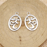 WYSIWYG 20pcs Om Charms Pendant DIY Jewelry Findings Antique Silver Color Tone For Jewelry Making 22x14mm