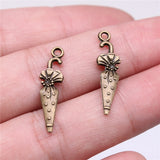 WYSIWYG 20pcs Umbrella Charms Pendant Diy Jewelry Findings Antique Bronze Color Antique Silver Color 7x26mm