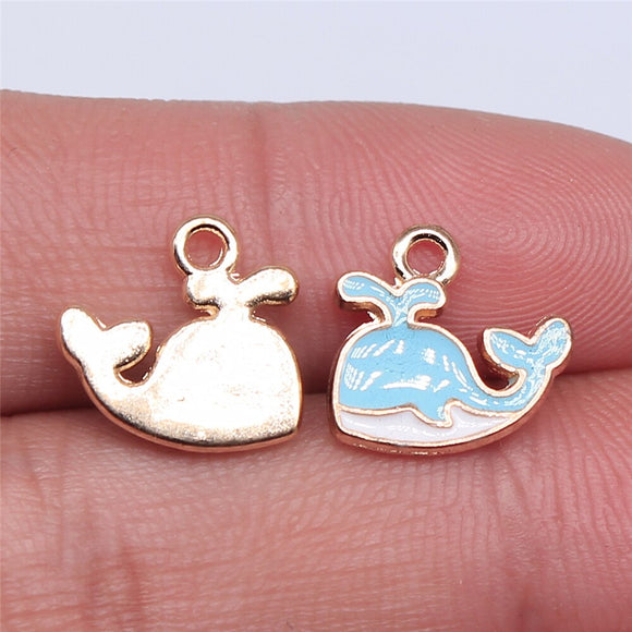 WYSIWYG 20pcs Whale Charms Pendant DIY Metal Jewelry Making KC Gold Color 14x12mm