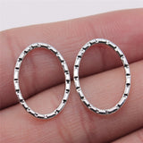 WYSIWYG 20pcs/lot 15x20mm Carved Oval Circle Connector Charms Pendant Diy Jewelry Findings Antique Silver Color EF3849