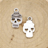 WYSIWYG 20pcs/lot Hat Skull Charms Pendant DIY Metal Jewelry Making Antique Silver Color 21x12mm EF3878