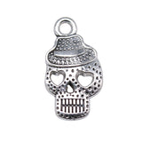 WYSIWYG 20pcs/lot Hat Skull Charms Pendant DIY Metal Jewelry Making Antique Silver Color 21x12mm EF3878