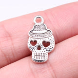 WYSIWYG 20pcs/lot Hat Skull Charms Pendant DIY Metal Jewelry Making Antique Silver Color 21x12mm EF3878