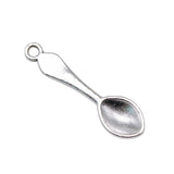 WYSIWYG 20pcs/lot Small Spoon Charms Pendant Diy Metal Jewelry Making Antique Silver Color 7x26mm