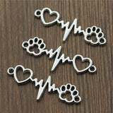 WYSIWYG 20pcs12x34mm Jewelry DIY Handmade Craft Charms Dog Claw Love Heartbeat Ecg Connector