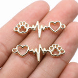 WYSIWYG 20pcs12x34mm Jewelry DIY Handmade Craft Charms Dog Claw Love Heartbeat Ecg Connector