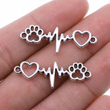 WYSIWYG 20pcs12x34mm Jewelry DIY Handmade Craft Charms Dog Claw Love Heartbeat Ecg Connector
