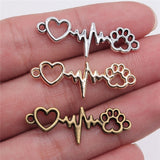 WYSIWYG 20pcs12x34mm Jewelry DIY Handmade Craft Charms Dog Claw Love Heartbeat Ecg Connector