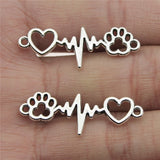 WYSIWYG 20pcs12x34mm Jewelry DIY Handmade Craft Charms Dog Claw Love Heartbeat Ecg Connector