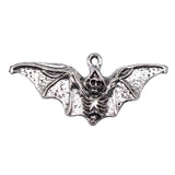 WYSIWYG 2pcs 23x50mm Antique Silver Color Halloween Skull Bat Charms For Jewelry Making