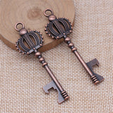 WYSIWYG 2pcs 23x73mm 2 Colors Crown Key Bottle Opener Charms Pendant For DIY Jewelry Making Handmade Jewelry Craft Findings