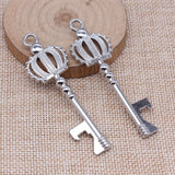 WYSIWYG 2pcs 23x73mm 2 Colors Crown Key Bottle Opener Charms Pendant For DIY Jewelry Making Handmade Jewelry Craft Findings