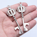 WYSIWYG 2pcs 23x73mm 2 Colors Crown Key Bottle Opener Charms Pendant For DIY Jewelry Making Handmade Jewelry Craft Findings