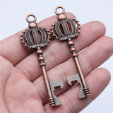 WYSIWYG 2pcs 23x73mm 2 Colors Crown Key Bottle Opener Charms Pendant For DIY Jewelry Making Handmade Jewelry Craft Findings