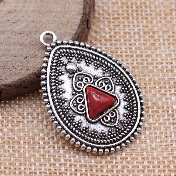 WYSIWYG 2pcs 26x38mm Water Droplets Pendant Charms Antique Silver Color For Jewelry Making Alloy Jewelry Findings