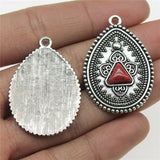 WYSIWYG 2pcs 26x38mm Water Droplets Pendant Charms Antique Silver Color For Jewelry Making Alloy Jewelry Findings