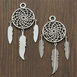 WYSIWYG 2pcs 26x68mm Dreamcatcher Charms Antique Silver Color For Jewelry Making Zinc Alloy Charms Pendant DIY Jewelry Findings