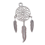 WYSIWYG 2pcs 26x68mm Dreamcatcher Charms Antique Silver Color For Jewelry Making Zinc Alloy Charms Pendant DIY Jewelry Findings
