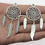 WYSIWYG 2pcs 26x68mm Dreamcatcher Charms Antique Silver Color For Jewelry Making Zinc Alloy Charms Pendant DIY Jewelry Findings