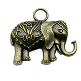 2 colgantes de elefante de doble cara de bronce antiguo de color plata antigua de 28 x 31 mm, ef4383