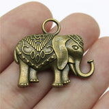 2 colgantes de elefante de doble cara de bronce antiguo de color plata antigua de 28 x 31 mm, ef4383