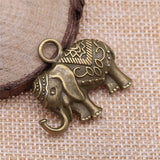 2 colgantes de elefante de doble cara de bronce antiguo de color plata antigua de 28 x 31 mm, ef4383