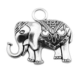 2 colgantes de elefante de doble cara de bronce antiguo de color plata antigua de 28 x 31 mm, ef4383