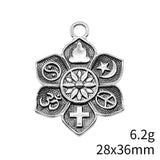 2pcs 28x36mm Antique Silver Color Religion Buddha Cross Om Taoist Peace Islam Charms Pendant For DIY Jewelry Making h1215