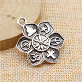 2pcs 28x36mm Antique Silver Color Religion Buddha Cross Om Taoist Peace Islam Charms Pendant For DIY Jewelry Making h1215