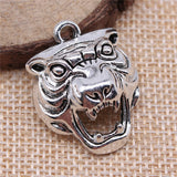 WYSIWYG 2pcs 31x24x10mm Pendant Tiger Animal Tiger Head Charm Pendants Antique Silver Color 3D Tiger Head Pendants