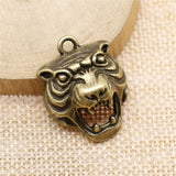 WYSIWYG 2pcs 31x24x10mm Pendant Tiger Animal Tiger Head Charm Pendants Antique Silver Color 3D Tiger Head Pendants