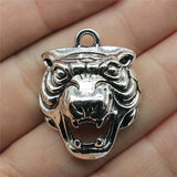 WYSIWYG 2pcs 31x24x10mm Pendant Tiger Animal Tiger Head Charm Pendants Antique Silver Color 3D Tiger Head Pendants