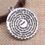 WYSIWYG 2pcs 32x28mm Pendant Bible Double Sided Round Amen Bible Charm Pendants For Jewelry Making Bible Amen Pendants