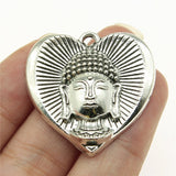 WYSIWYG 2pcs 32x32mm Buddha Charm Heart Pendants Buddha Pendants Charm Buddha In Heart Pendants For Jewelry Making