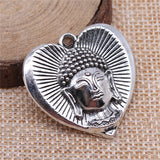 WYSIWYG 2pcs 32x32mm Buddha Charm Heart Pendants Buddha Pendants Charm Buddha In Heart Pendants For Jewelry Making