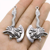 WYSIWYG 2pcs 32x53mm Viking Faucet Ax Charms Antique Silver Color For Jewelry Making Charms Pendant DIY Jewelry Findings