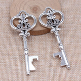 WYSIWYG 2pcs 32x83mm Antique Silver Color Thick Crown Key Bottle Opener Charms Pendant For DIY Jewelry Making