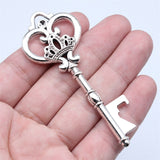 WYSIWYG 2pcs 32x83mm Antique Silver Color Thick Crown Key Bottle Opener Charms Pendant For DIY Jewelry Making