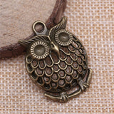 WYSIWYG 2pcs 33x25mm 2 Colors Antique Bronze Plated Owl Charm DIY Owl Pendants For Jewelry Making Owl Pendants