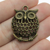 WYSIWYG 2pcs 33x25mm 2 Colors Antique Bronze Plated Owl Charm DIY Owl Pendants For Jewelry Making Owl Pendants