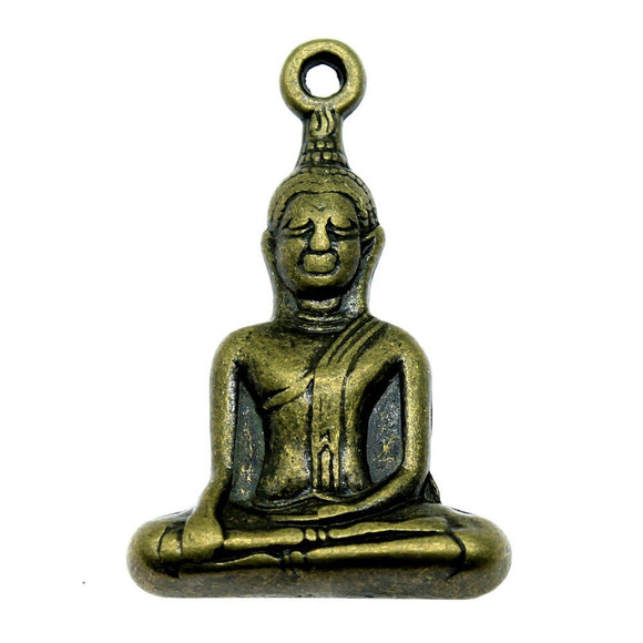 WYSIWYG 2pcs 35x23mm 3 Colors Antique Gold Color Antique Silver Color Antique Bronze Buddha Pendant Buddha Statue Charm