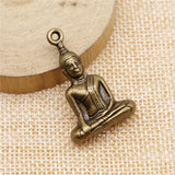 WYSIWYG 2pcs 35x23mm 3 Colors Antique Gold Color Antique Silver Color Antique Bronze Buddha Pendant Buddha Statue Charm