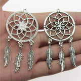 WYSIWYG 2pcs 35x71mm Dreamcatcher Charms Antique Silver Color For Jewelry Making Zinc Alloy Charms Pendant DIY Jewelry Findings
