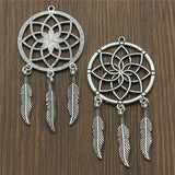 WYSIWYG 2pcs 35x71mm Dreamcatcher Charms Antique Silver Color For Jewelry Making Zinc Alloy Charms Pendant DIY Jewelry Findings