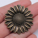WYSIWYG 2pcs 37mm Pendant Flower Sunflower Sunflower Flower Charm Pendants Antique Silver Color Sunflower Pendants