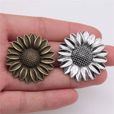 WYSIWYG 2pcs 37mm Pendant Flower Sunflower Sunflower Flower Charm Pendants Antique Silver Color Sunflower Pendants
